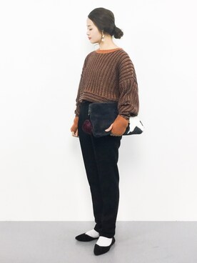 「niko and...（ニコアンド）のアイテム（クラッチバッグ）」を使った、isaさん（レディース・155cm）の秋コーディネート