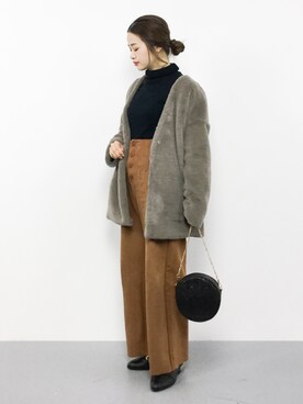 「select MOCA（セレクトモカ）のアイテム（ムートンコート）」を使った、isaさん（レディース・155cm）の秋コーディネート