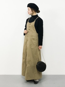 「カシミヤ」｜「アイテム（サロペット/オーバーオール）」を使った、isaさん（レディース・155cm）の秋コーディネート