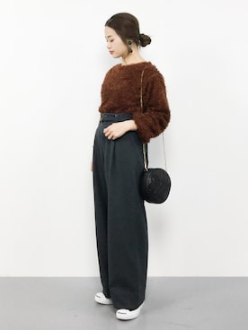 「アイテム（その他トップス、ブラウン系）」を使った、isaさん（レディース・155cm）の秋コーディネート