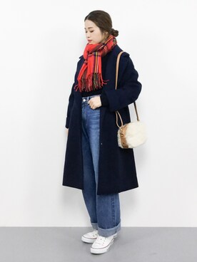 「KOBE LETTUCE（コウベレタス）のアイテム（チェスターコート）」を使った、isaさん（レディース・155cm）の秋コーディネート