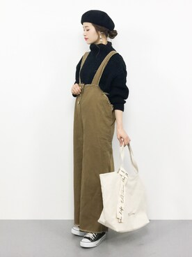 「Factor=（ファクターイコール）のアイテム（オールインワン・サロペット）」を使った、isaさん（レディース・155cm）の秋コーディネート