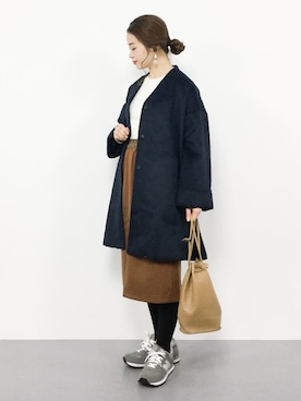 「SEVENDAYS=SUNDAY（セブンデイズサンデイ）のアイテム（ノーカラージャケット）」を使った、isaさん（レディース・155cm）の冬コーディネート
