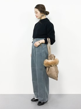 「SLOBE IENA（スローブイエナ）のアイテム（ニット/セーター）」を使った、isaさん（レディース・155cm）の冬コーディネート