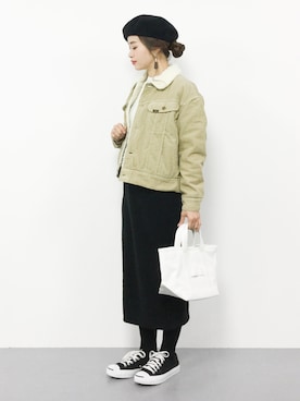 「Lee（リー）のアイテム（ブルゾン）」を使った、isaさん（レディース・155cm）の冬コーディネート
