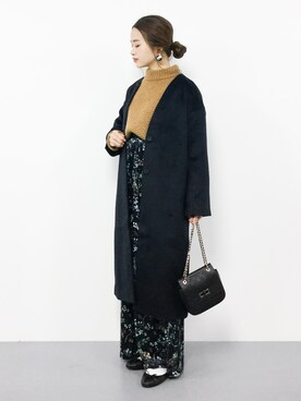 「SEVENDAYS=SUNDAY（セブンデイズサンデイ）のアイテム（ノーカラージャケット）」を使った、isaさん（レディース・155cm）の冬コーディネート