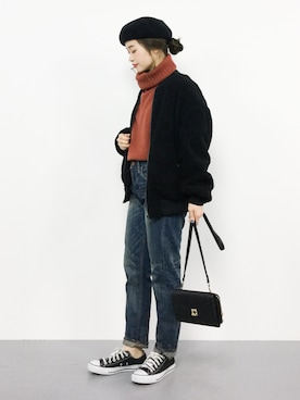 「Simplicite（サンプリシテ）のアイテム（ブルゾン）」を使った、isaさん（レディース・155cm）の冬コーディネート