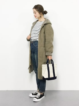 「VIS（ビス）のアイテム（ムートンコート）」を使った、isaさん（レディース・155cm）の冬コーディネート