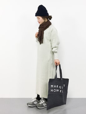 「マーガレット・ハウエル(MARGARET HOWELL)」｜「アイテム（ワンピース/ドレス）」を使った、isaさん（レディース・155cm）の冬コーディネート