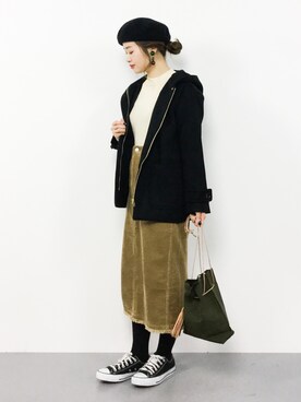 「フードコート」｜「アイテム（ブルゾン）」を使った、isaさん（レディース・155cm）の冬コーディネート
