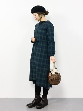 「CIAOPANIC TYPY（チャオパニックティピー）の【2WAY】ファーラウンドカゴバッグ（かごバッグ）」を使った、isaさん（レディース・155cm）の冬コーディネート