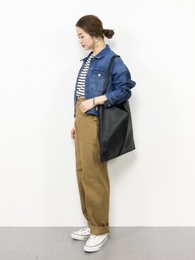 「SLOBE IENA（スローブイエナ）のアイテム（デニムジャケット）」を使った、isaさん（レディース・155cm）の冬コーディネート