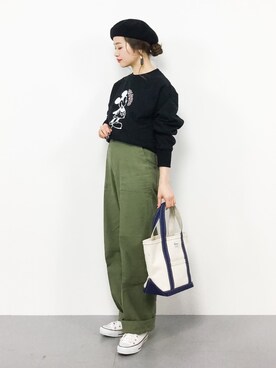 「FRAMeWORK（フレームワーク）のアイテム（スウェット）」を使った、isaさん（レディース・155cm）の冬コーディネート