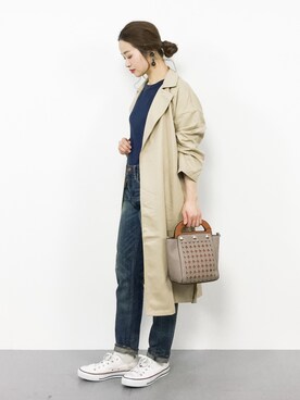 「SEVENDAYS=SUNDAY（セブンデイズサンデイ）のアイテム（トレンチコート）」を使った、isaさん（レディース・155cm）の冬コーディネート
