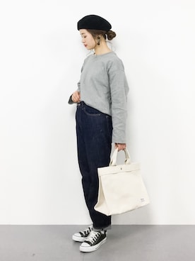 「TODAYFUL（トゥデイフル）のルーズロングT（Tシャツ/カットソー）」を使った、isaさん（レディース・155cm）の冬コーディネート