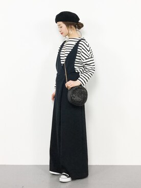 「カシュクール」｜「アイテム（つなぎ/オールインワン）」を使った、isaさん（レディース・155cm）の冬コーディネート