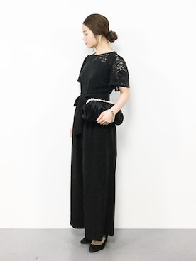 「二次会」｜「アイテム（サロペット/オーバーオール）」を使った、isaさん（レディース・155cm）の冬コーディネート
