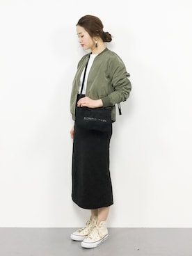 「ボートネック」｜「アイテム（ブルゾン）」を使った、isaさん（レディース・155cm）の冬コーディネート