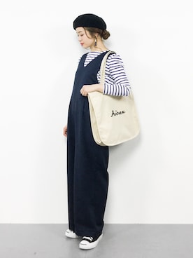 「select MOCA（セレクトモカ）のアイテム（サロペット/オーバーオール）」を使った、isaさん（レディース・155cm）の冬コーディネート