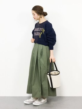 「URBAN RESEARCH DOORS（アーバンリサーチドアーズ）のサイドベルトフレアロングスカート（スカート）」を使った、isaさん（レディース・155cm）の冬コーディネート