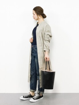 「クルーネックニット」｜isaさん（レディース・155cm）の春コーディネート