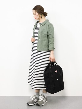 「バスクシャツ」｜「アイテム（ブルゾン）」を使った、isaさん（レディース・155cm）の春コーディネート