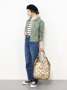 「Bou Jeloud（ブージュルード）のアイテム（ブルゾン）」を使った、isaさん（レディース・155cm）の春コーディネート