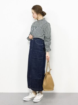 「BLISS POINT（ブリスポイント）のアイテム（スカート）」を使った、isaさん（レディース・155cm）の春コーディネート