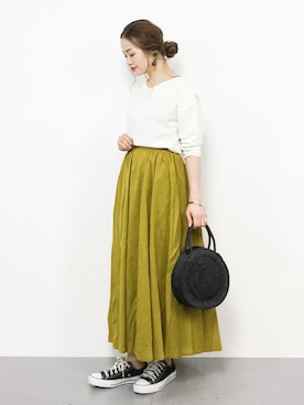 「NOMBRE IMPAIR（ノンブルアンペール）のアイテム（Tシャツ/カットソー）」を使った、isaさん（レディース・155cm）の春コーディネート