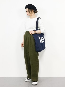 「Lee（リー）の【Lee】ロゴビックトートバック/リー/ロゴプリント/バックポケット（トートバッグ）」を使った、isaさん（レディース・155cm）の春コーディネート