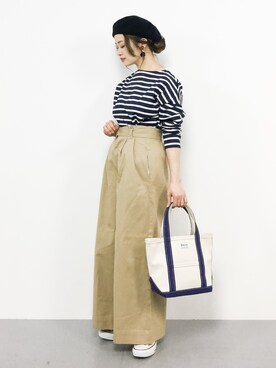 「rps（アールピーエス）のアイテム（チノパンツ）」を使った、isaさん（レディース・155cm）の春コーディネート