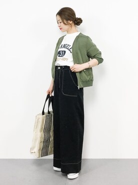 「A part by（アパートバイ）のアイテム（ブルゾン）」を使った、isaさん（レディース・155cm）の春コーディネート