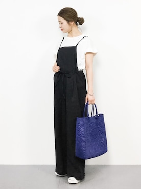 「MERLOT（メルロー）のアイテム（つなぎ/オールインワン）」を使った、isaさん（レディース・155cm）の春コーディネート