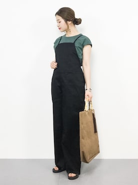 「petit main LIEN（プティマインリアン）のアイテム（つなぎ/オールインワン）」を使った、isaさん（レディース・155cm）の春コーディネート
