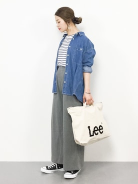 「AZUL ENCANTO（アズールエンカント）のアイテム（シャツ/ブラウス）」を使った、isaさん（レディース・155cm）の春コーディネート