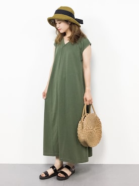 「ラウンドバッグ」｜「アイテム（帽子）」を使った、isaさん（レディース・155cm）の春コーディネート
