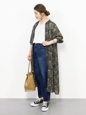 「coen（コーエン）のテーパードスリム5ポケットデニムパンツ（デニムパンツ）」を使った、isaさん（レディース・155cm）の春コーディネート