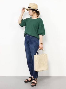 「coen（コーエン）のテーパードスリム5ポケットデニムパンツ（デニムパンツ）」を使った、isaさん（レディース・155cm）の春コーディネート