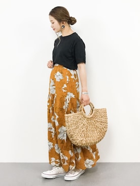 「note et silence （ノートエシロンス）のアイテム（かごバッグ）」を使った、isaさん（レディース・155cm）の春コーディネート