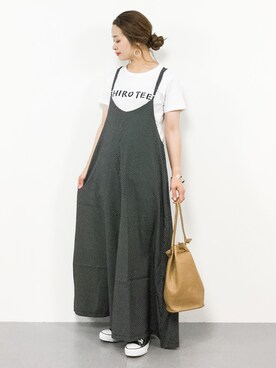 「MERLOT（メルロー）のアイテム（つなぎ/オールインワン）」を使った、isaさん（レディース・155cm）の春コーディネート