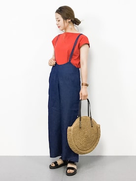 「サークルバッグ」｜「アイテム（オールインワン・サロペット）」を使った、isaさん（レディース・155cm）の春コーディネート