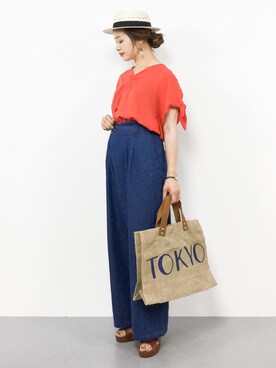 「URBAN RESEARCH Sonny Label（アーバンリサーチサニーレーベル）のアイテム（ハット）」を使った、isaさん（レディース・155cm）の春コーディネート