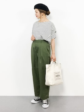 「SEVENDAYS=SUNDAY（セブンデイズサンデイ）のアイテム（チノパンツ）」を使った、isaさん（レディース・155cm）の夏コーディネート