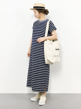 「SALON adam et rope'（サロン アダム エ ロペ）のアイテム（ハット）」を使った、isaさん（レディース・155cm）の夏コーディネート