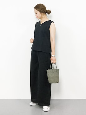 「Pierrot（ピエロ）のアイテム（つなぎ/オールインワン）」を使った、isaさん（レディース・155cm）の夏コーディネート