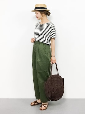 「SEVENDAYS=SUNDAY（セブンデイズサンデイ）のアイテム（チノパンツ）」を使った、isaさん（レディース・155cm）の夏コーディネート