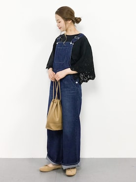 「スカラップ」｜「アイテム（オールインワン・サロペット）」を使った、isaさん（レディース・155cm）の夏コーディネート