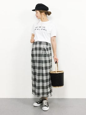 「BEAMS BOY（ビームスボーイ）のBEAMS BOY / BOY プリント ショートスリーブ（Tシャツ/カットソー）」を使った、isaさん（レディース・155cm）の夏コーディネート
