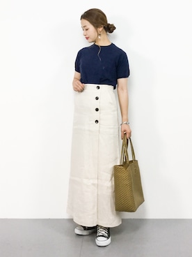 「Aラインスカート」｜「アイテム（トートバッグ）」を使った、isaさん（レディース・155cm）の夏コーディネート