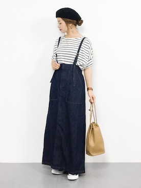 「トラペーズスカート」｜isaさん（レディース・155cm）の夏コーディネート